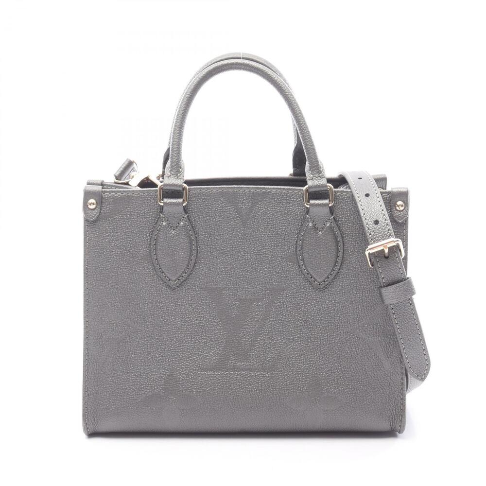 Louis Vuitton OnTheGo Top Handle Bag Leather Monogram Empreinte Gray